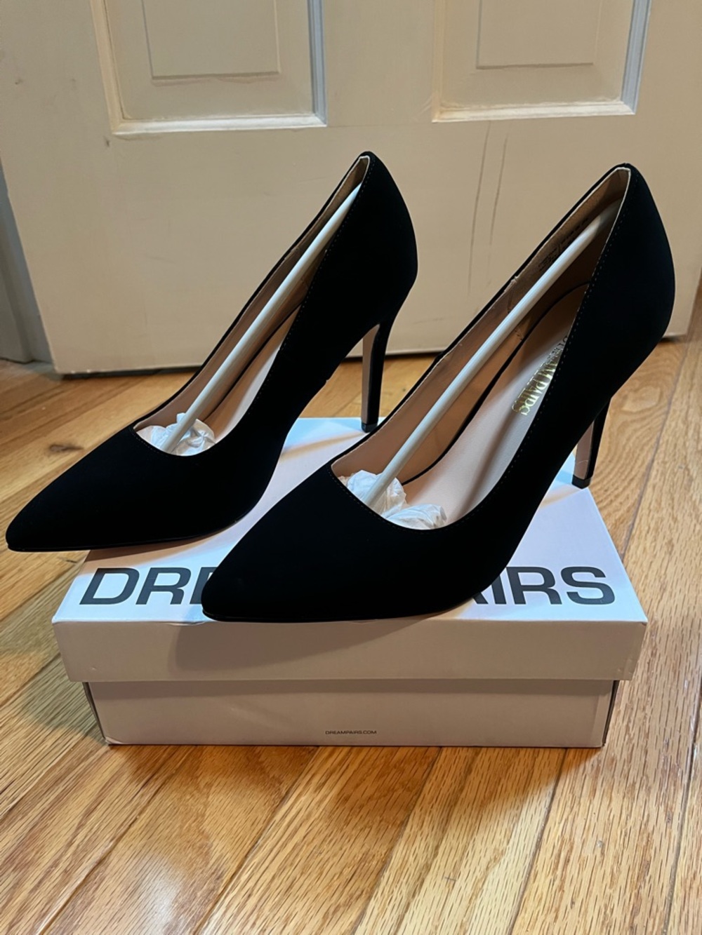 SHEIN Black Suede Pointed-Toe Stiletto Heels